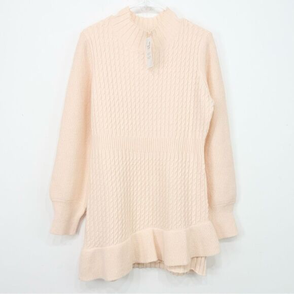 Hope Horizon Cream Cable Knit Ruffle Hem
Sweater Boutique Mini Dress - Picture 2 of 16